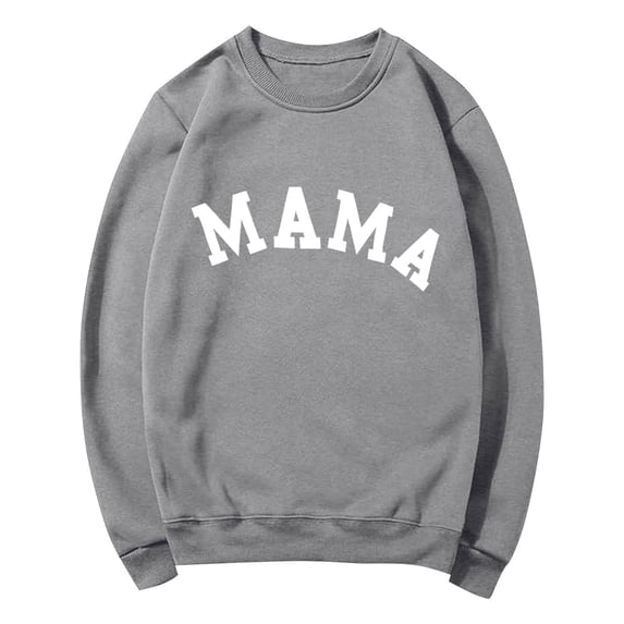 Qgtaibl Letter Print Sweatshirts for Women Long Sleeve Crewneck Fleece Pullover Shirts Loose Fit Casual Mom Life Fall Tops Gray XL