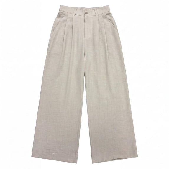 Qgtaibl Loose Fit Wide Leg Pants for Men Pleated High Waisted Casual Business Trousers with Pockets Lightweight Breathable Athletic Pants Beige M