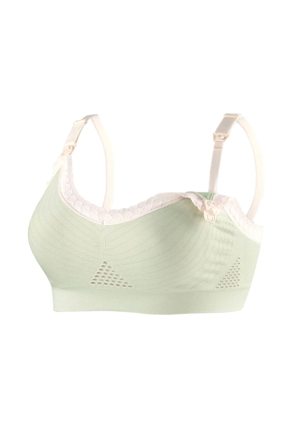 Maternity Nursing Bra for Women Clip Down Adjustable Straps Wireless Comfort Breastfeeding Bras Full Coverage Anti Sagging Daily Underwear Green M
