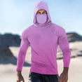 thumbnail image 1 of Qgtaibl Men's 1X Pullover Sun Hoodie with Built-In Face Mask Rash Guard Long Sleeve Cooling UV Protection Fishing Shirt Summer Tops (Hot Pink), 1 of 5
