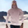 thumbnail image 1 of Qgtaibl Men's 1X Pullover Sun Hoodie with Built-In Face Mask Rash Guard Long Sleeve Cooling UV Protection Fishing Shirt Summer Tops (Wine), 1 of 5