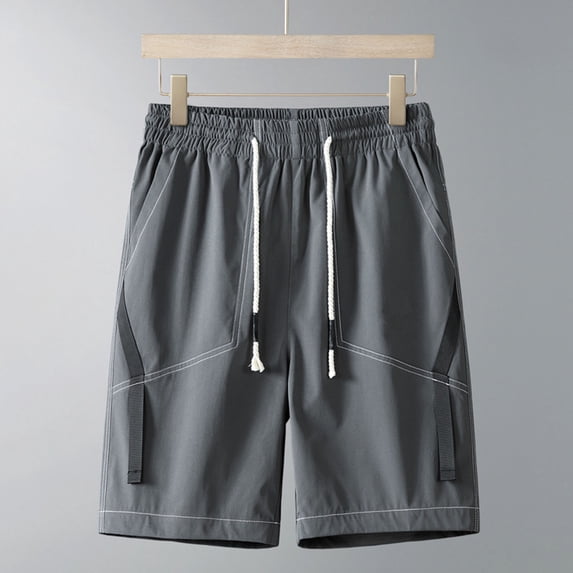 Qgtaibl Men's Athletic Shorts 3X Quick Dry Running Training Workout Shorts Lightweight Elastic Waist Drawstring Sport Shorts Gray