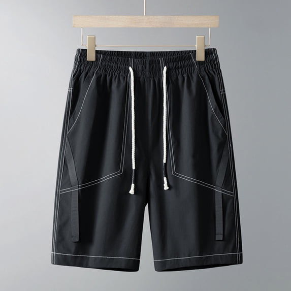 Qgtaibl Men's Athletic Shorts 5X Quick Dry Running Training Workout Shorts Lightweight Elastic Waist Drawstring Sport Shorts Black