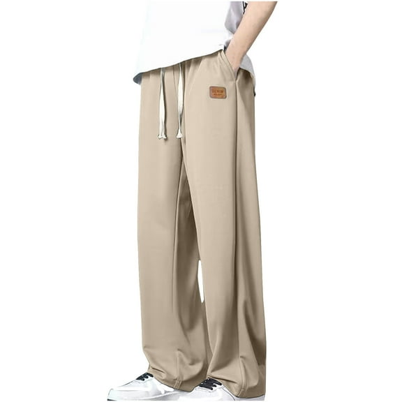 Qgtaibl Men's Big and Tall Sweatpants Quick Dry Outdoor Athletic Pants Drawstring Elastic Waist Straight Leg Pant with Pockets Khaki (Mens 3X)