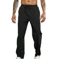 thumbnail image 1 of Qgtaibl Men's Big and Tall Sweatpants Solid Color Elastic Waist Drawstring Pants Lightweight Breathable Work Trousers with Pockets Black (Mens L), 1 of 5