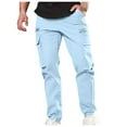 thumbnail image 1 of Qgtaibl Men's Cargo Pants Drawstring Elastic Waist Joggers Multi-Pockets Outdoor Running Training Athletic Pants Sky Blue (Mens 3X), 1 of 7