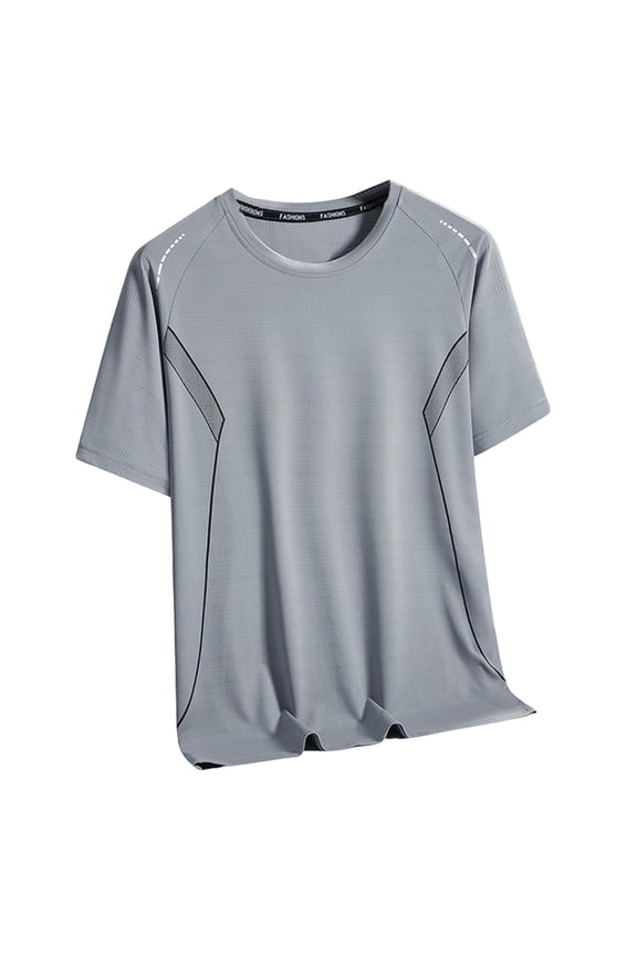 Men's Cooling Ice Silk Running Shirts Quick Dry Short Sleeve Athletic Gym T-Shirts UPF 50+ Outdoor Workout Tshirts Gray,M