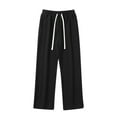 thumbnail image 1 of Qgtaibl Men's Cotton Sweatpants Drawstring Elastic Waist Straight Leg Trousers Big and Tall Open Bottom Athletic Pants with Pockets Black (Mens L), 1 of 6
