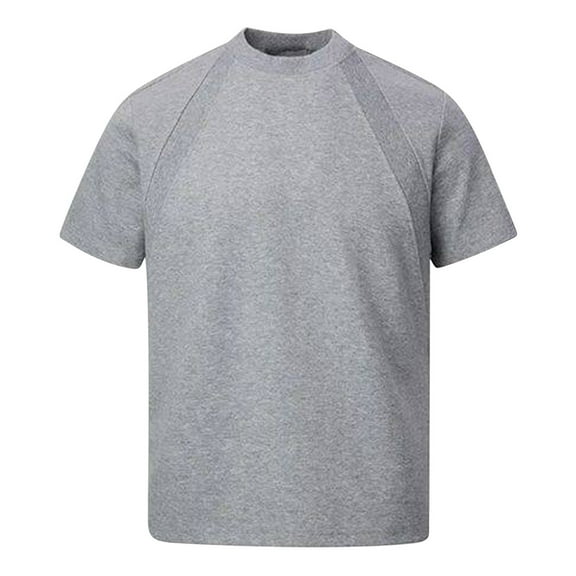 Qgtaibl Men's Crew Neck T-Shirts Cotton Short Sleeve Basic Tees Comfortable Casual Daily Shirts Solid Color Summer T Shirt Gray,M