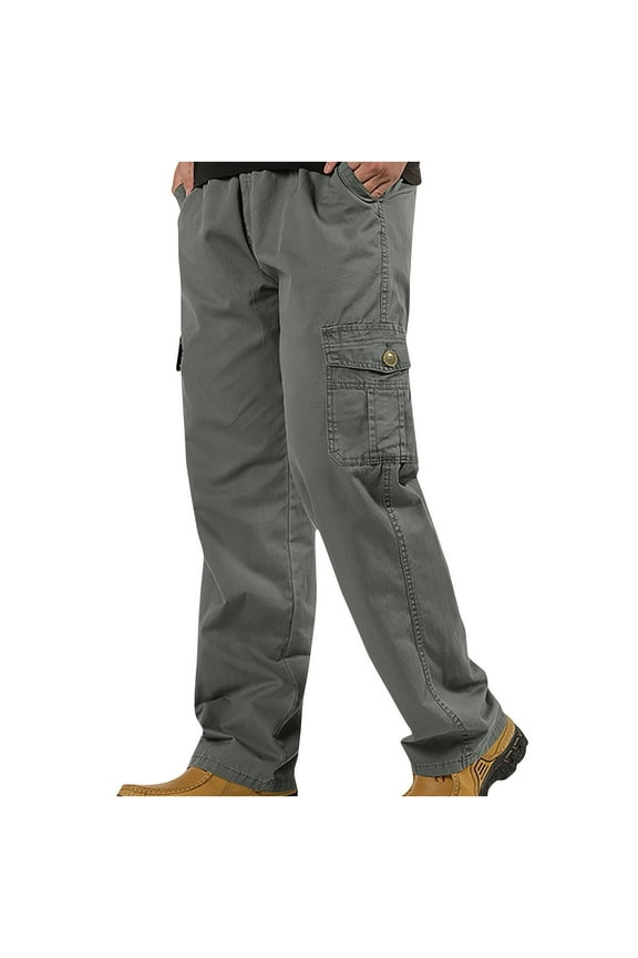 Men's Elastic Waist Cargo Pants Casual Straight Leg Athletic Pant Multi-Pockets Outdoor Work Trousers Army Green (Mens M)