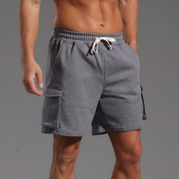 Qgtaibl Men's Fishing Shorts with Pockets Quick Dry Outdoor Athletic Short Pants L Drawstring Elastic Waist Summer Lightweight Shorts Dark Gray