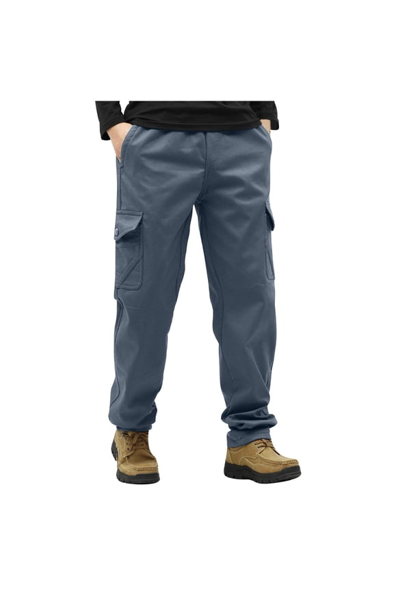 Men's Fleece Cargo Pant Big and Tall Winter Athletic Pant Drawstring Running Jogging Hiking Trousers Dark Gray (Mens 5X)