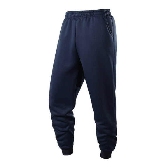 Qgtaibl Men's Fleece Lined Sweatpants Solid Color Elastic Waist Sweatpant Fall Winter Outdoor Active Running Joggers with Pocket (Navy XS)