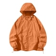 thumbnail image 1 of Qgtaibl Men's Full Zip UPF 50+ Hoodie L UV Sun Protection Hooded Jacket Long Sleeve Lightweight Fishing Hiking Outdoor Shirts with Pockets (Orange), 1 of 5