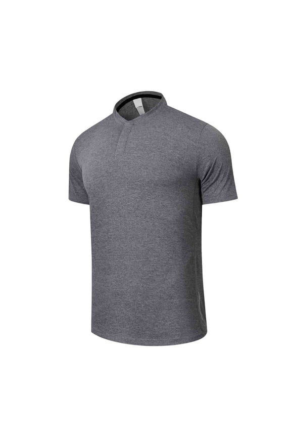 Men's Henley T-Shirt Summer Short Sleeve Shirts Snap Button Pullover Tops Summer Lightweight Casual Basic Tee Gray,S