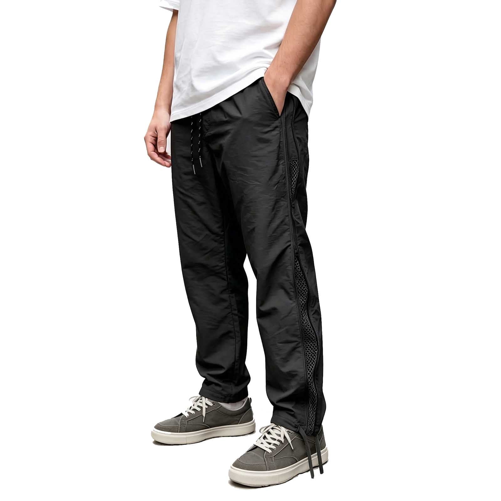 Qgtaibl Men's Lightweight Khaki Hiking Pants Side Zipper Mesh