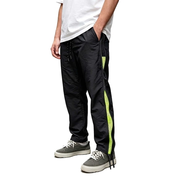 Qgtaibl Men's Lightweight Hiking Pants Side Zipper Mesh Breathable Athletic Pant Drawstring Elastic Waist Long Pant with Pockets Green XL
