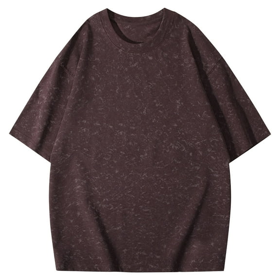 Qgtaibl Men's Oversized T-Shirts Short Sleeve Casual Loose Fit Tee Solid Color Crewneck Basic Shirts Summer Tops Brown,XXXL