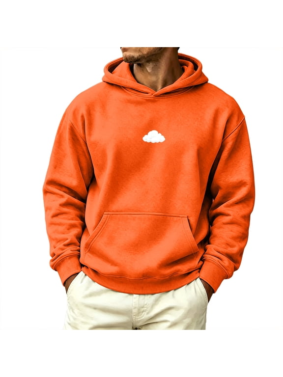 Men's Printed Hooded Sweatshirt Cloud Pattern Drawstring Hood Loose Fit Daily Long Sleeve Hoodie XL