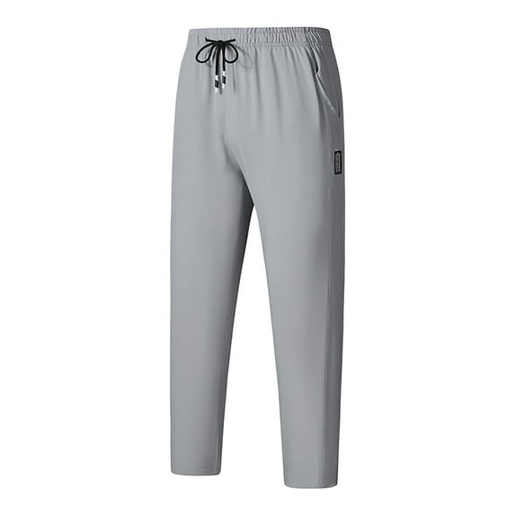 Qgtaibl Men's Training Sweatpants Quick Dry Running Hiking Athletic Pants Lightweight Breathable Fitness Trackpants with Pockets Gray (Mens L)