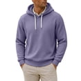 thumbnail image 1 of Qgtaibl Men's Waffle Knit Pullover Hoodie Soft Textured Drawstring Hood Sweatshirt Long Sleeve Solid Color Loose Fit Casual Hooded Top for Daily Fall Wear XL, 1 of 9