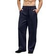 thumbnail image 1 of Qgtaibl Men's Wide Leg Sweatpants with Pockets Loose Fit Breathable Casual Workout Trousers Drawstring Elastic Waist Uncuffed Fall Joggers Dark Blue XXL, 1 of 6