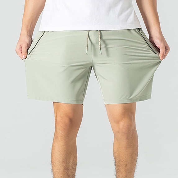 Qgtaibl Mens 1X Athletic Shorts Quick Dry Running Training Track Shorts Cooling Summer Drawstring Elastic Waist Exercise Shorts with Pocket Green