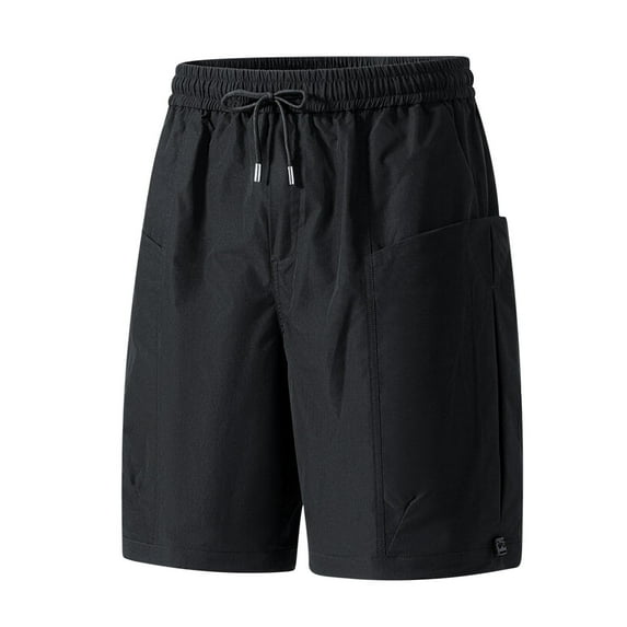 Qgtaibl Mens 4X Summer Cargo Shorts Lightweight Elastic Waist Shorts Outdoor Hiking Workout Athletic Short Pants with Pockets Black