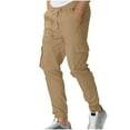 thumbnail image 1 of Qgtaibl Mens Cargo Pants Casual Lightweight Elastic Waist Drawstring Tapered Pant with Pockets Brown (Men's 3X), 1 of 5