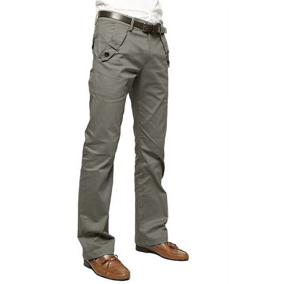Qgtaibl Mens Cotton Work Pants Solid Color Straight Leg Tactical Pant Dress Business Trousers No Belt Gray (Men's 29)