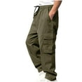 thumbnail image 1 of Qgtaibl Mens Drawstring Cargo Pants Baggy Elastic Waist Athletic Pant Lightweight Multi-Pockets Outdoor Workout Hiking Pants Army Green (Men's S), 1 of 7