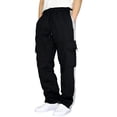 thumbnail image 1 of Qgtaibl Mens Fleece Lined Cargo Sweatpants Drawstring Elastic Waist Joggers Pant with Multi-Pockets Baggy Winter Sweatpant Black (Men's 1X), 1 of 5