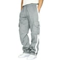 thumbnail image 1 of Qgtaibl Mens Fleece Lined Cargo Sweatpants Drawstring Elastic Waist Joggers Pant with Multi-Pockets Baggy Winter Sweatpant Gray (Men's 3X), 1 of 5