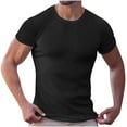 thumbnail image 1 of Qgtaibl Mens Gym Muscle T Shirts Summer Slim Fit Bodybuilding Workout Tees Solid Color Crewneck Short Sleeve Tops Black,M, 1 of 3