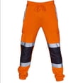 thumbnail image 1 of Qgtaibl Mens High Visibility Safety Sweatpants Reflective Striped Joggers Fleece Elastic Waist Drawstring Pants with Pockets 橙色 (Men's L), 1 of 2