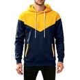 thumbnail image 1 of Qgtaibl Mens Hooded Pullover Casual Color Block Drawstring Hoodie with Pockets Soft Loose Fit Streetwear Long Sleeve Sweatshirt Yellow M, 1 of 5