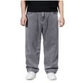 thumbnail image 1 of Qgtaibl Mens Jeans Casual Elastic Waist Wide Leg Denim Pants Loose Fit Work Pant Gray (Men's 42), 1 of 5