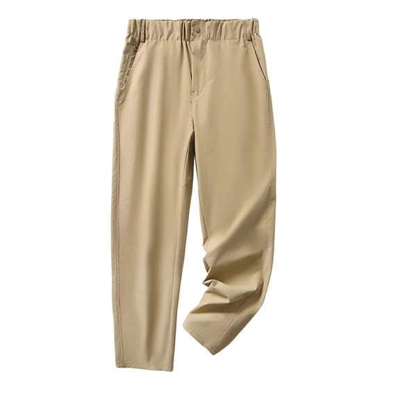 Qgtaibl Mens Khaki Athletic Pants Waterproof Quick Dry Hiking Fishing Pant Lightweight Elastic Button Waist Pants with Zipper Pockets XXXL
