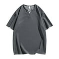thumbnail image 1 of Qgtaibl Mens Notch V Neck T-Shirts Casual Short Sleeve Shirt Loose Comfy Summer Waffle Tee Daily Tshirt Gray,M, 1 of 6