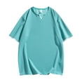 thumbnail image 1 of Qgtaibl Mens Notch V Neck T-Shirts Casual Short Sleeve Shirt Loose Comfy Summer Waffle Tee Daily Tshirt Mint Green,XXXL, 1 of 6