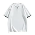 thumbnail image 1 of Qgtaibl Mens Notch V Neck T-Shirts Casual Short Sleeve Shirt Loose Comfy Summer Waffle Tee Daily Tshirt White,XXL, 1 of 6