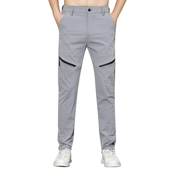 Qgtaibl Mens Quick Dry Athletic Pants Elastic Waist Jogger Cargo Pant Lightweight Breathable Running Training Pant with Pockets Gray (Men's 28)