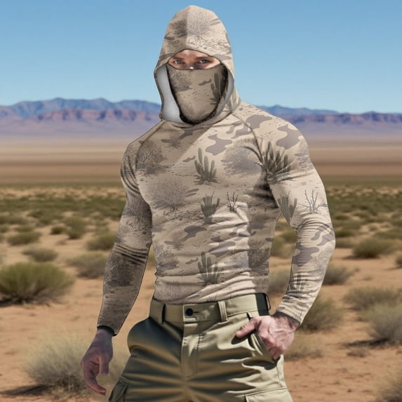Qgtaibl Mens Rash Guard Long Sleeve S Shirt UPF 50+ Sun Protection Quick Dry Tops Lightweight Breathable Outdoor Hiking Athletic Tees (004 Camouflage)
