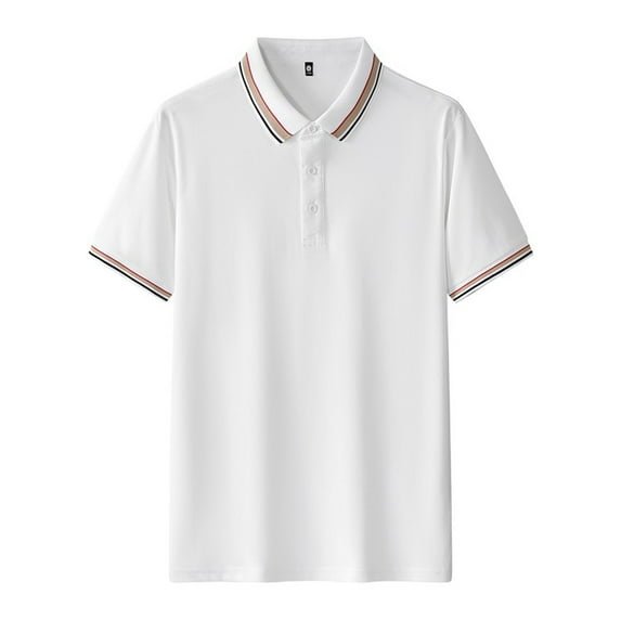 Qgtaibl Mens Short Sleeve Golf T-Shirt Formal Collared Work Shirt Trendy Business Office Tees Summer Tops White,XXXL