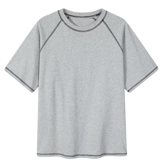 Qgtaibl Mens Short Sleeve Tshirts Summer Crewneck Tee Lightweight Casual Loose Fit Shirt Solid Color Basic T-Shirt Gray,S