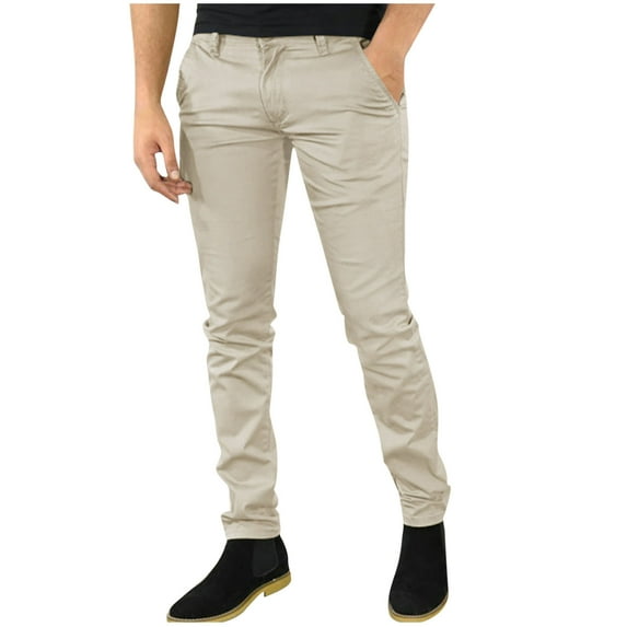 Qgtaibl Mens Skinny Pants Lightweight Jogging Tapered Pant Slim Fit Running Athletic Hiking Pants with Pockets Khaki (Men's S)