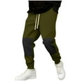thumbnail image 1 of Qgtaibl Mens Sweatpants with Pockets Lightweight Elastic Waist Drawstring Pants Trendy Color Block Athletic Joggers Army Green (Men's S), 1 of 6