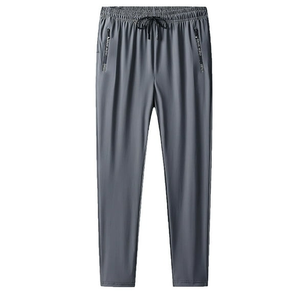Qgtaibl Mens Workout Pants Lightweight Running Hiking Sweatpants with Zipper Pockets Breathable Drawstring Elastic Waist Trackpants Gray (Men's M)