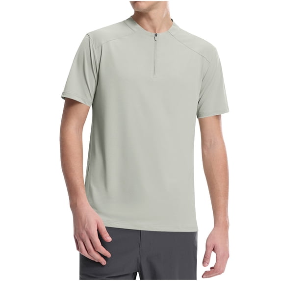 Qgtaibl Mens Workout Tshirt Lightweight 1/4 Zipper Short Sleeve Performance Shirts Moisture Wicking Athletic Running Gym Tee Tops Army Green,M