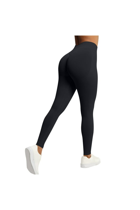 No Front Seam Leggings for Women High Waist Butt Lifting Yoga Pant Tummy Control Gym Workout Tights ( Black,XS )